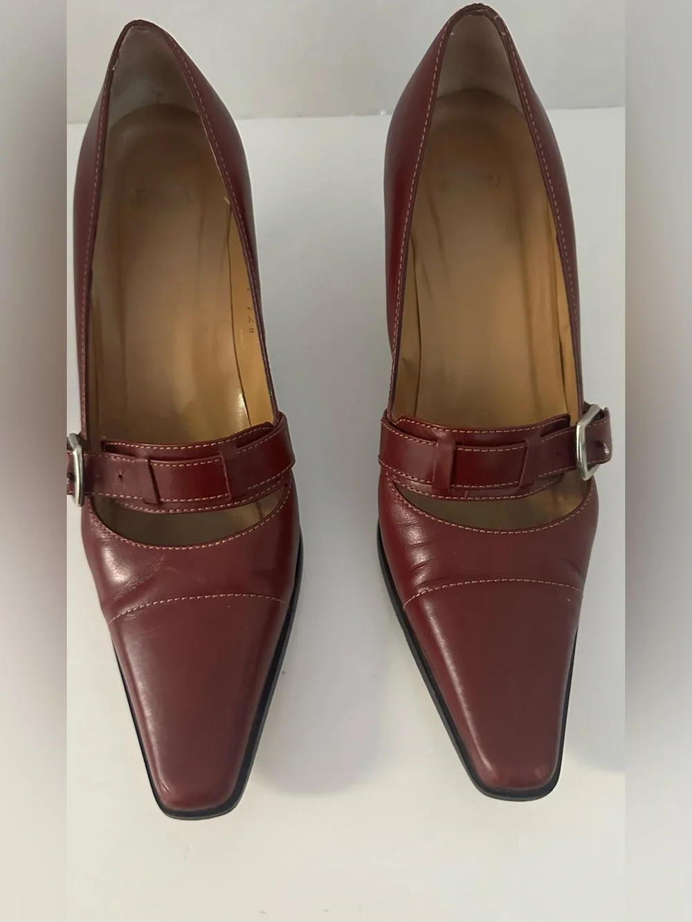 Coach Women's Burgundy Leather Buckle Pumps